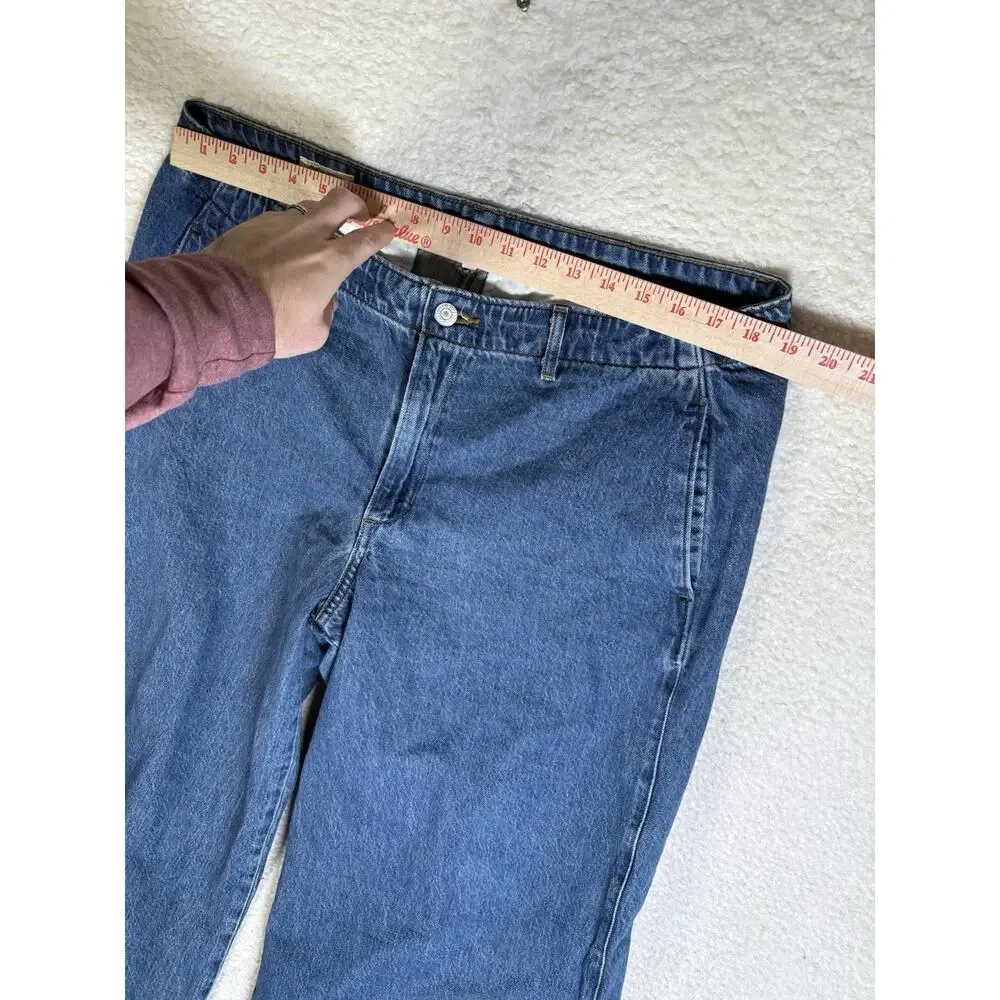 Levis Baggy Jeans Womens 38x31 Blue Premium Mile High Cropped Wide Leg Denim